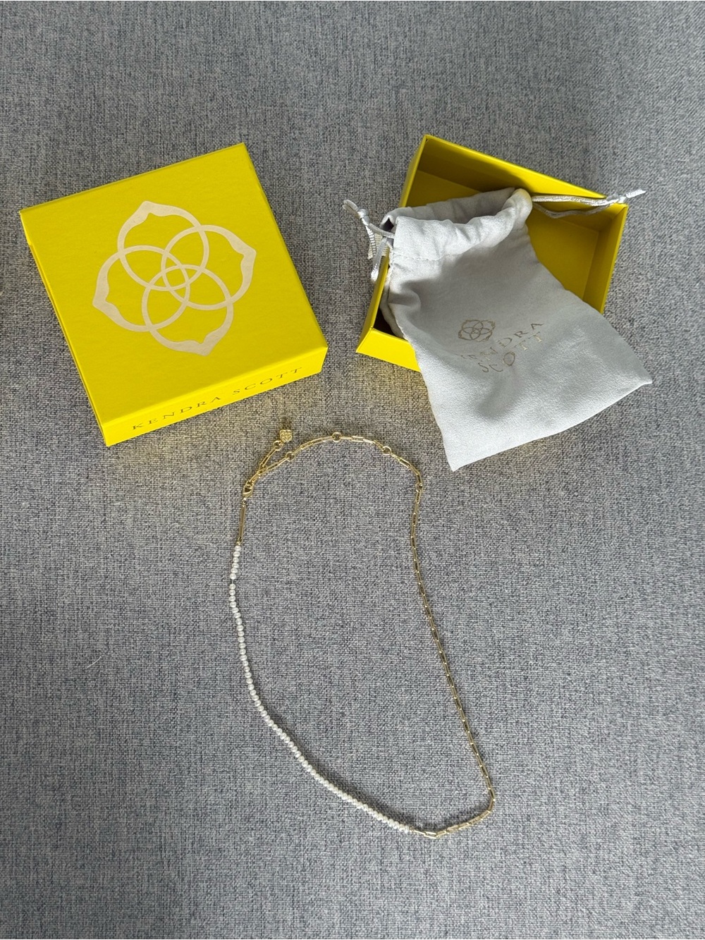 Gold and White Beaded Necklace